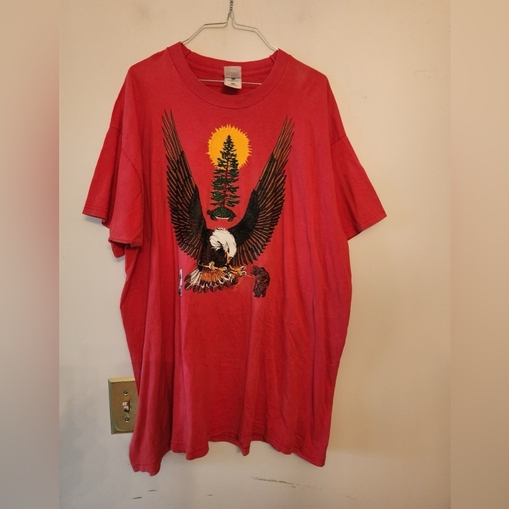 Y2k Bald eagle pacemaker red graphic t-shirt size mens xxl